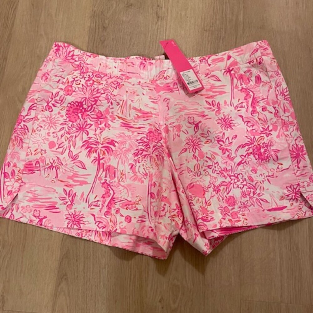 Lilly Pulitzer Peony Pink Seaside Scene Shorts - Size L